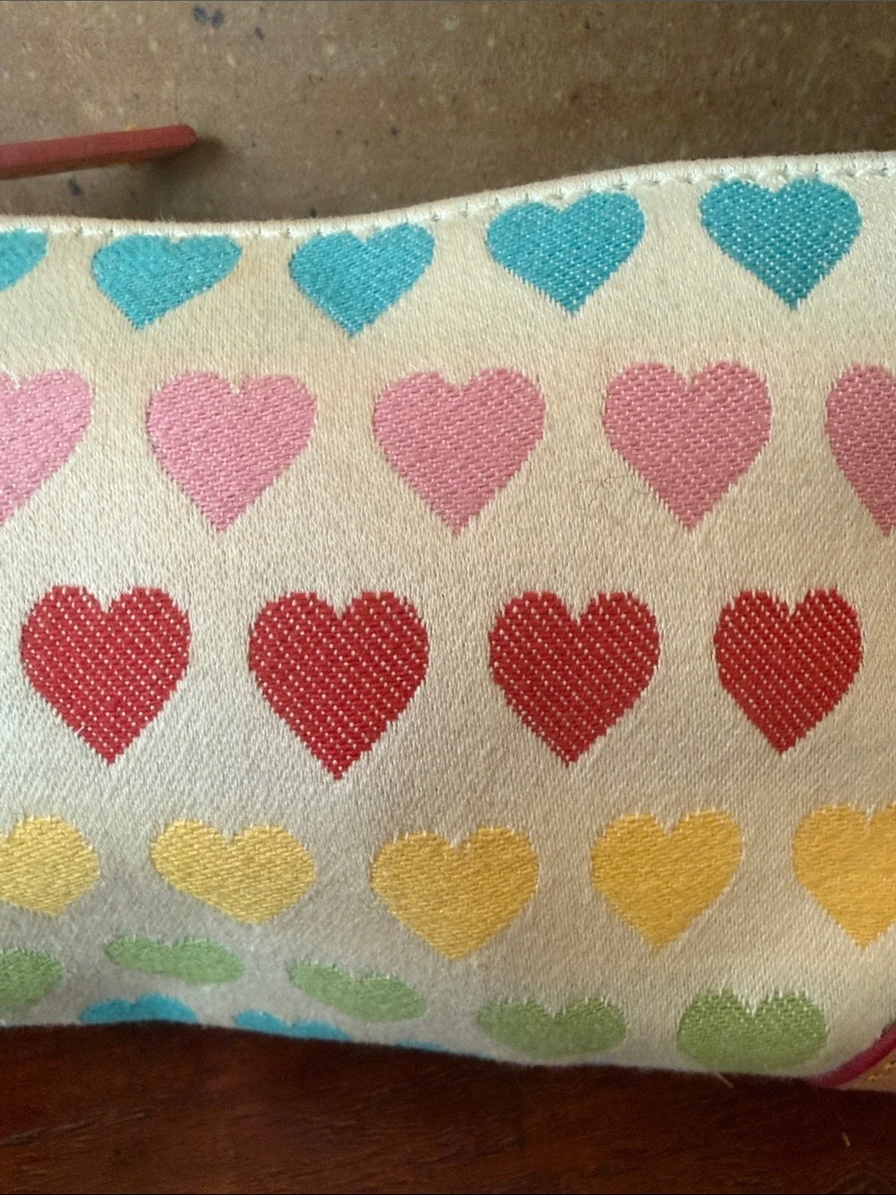 Vintage Y2K, Dooney & Bourke Multicolor Heart Print Canvas, hand wristlet.